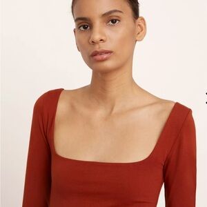 Vince Pima Cotton Long Sleeve Square-Neck